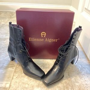 Etienne Aigner black heeled boots